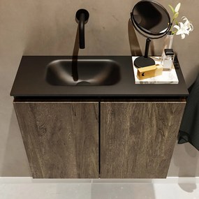 Mondiaz Ture 60cm toiletmeubel dark brown met wastafel urban links geen kraangat