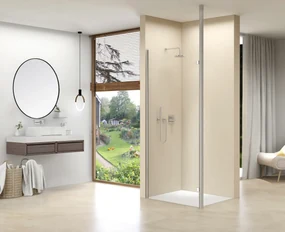 van Rijn ST01 vaste wand met RVS staander 50x200cm RVS