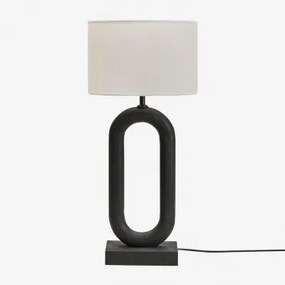 Tiberia Mangohouten Tafellamp Gewoon Zwart & Wit Ø30 Cm - ↑20 Cm Arlina - Sklum