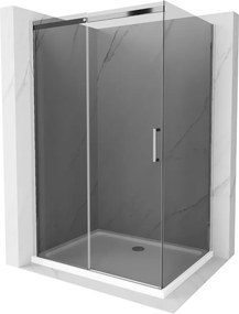 Mexen Omega schuifdouchecabine 100 x 90 cm, grafiet, chroom + Flat douchebak, wit - 825-100-090-01-40-4010