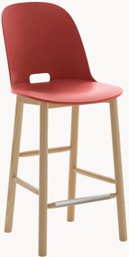 Handgemaakte barstoel Alfi High Back met essenhouten poten