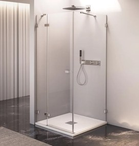 Polysan Fortis Edge hoekcabine met draaideur links helder glas 90x100cm chroom