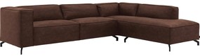 Goossens Bank Calvin bruin, micro leer, 3,5-zits, modern design met ligelement rechts
