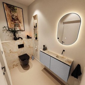 MONDIAZ TURE-DLUX 100cm toiletmeubel Plata. EDEN wastafel Frappe positie rechts. Zonder kraangat. TUREDX100PLAR0FRA