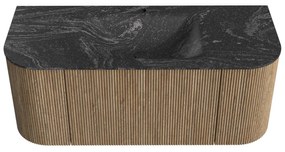 Mondiaz Kurve-dlux 110cm badmeubel ronding links/rechts dusk met 1 lade en 2 deuren en wastafel cloud midden 1 kraangat lava