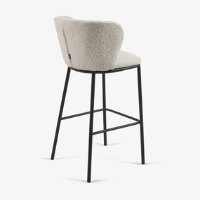 Kave Home Ciselia Boucle Barkruk Met Ronde Rug Wit