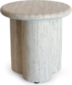 Happy Cocooning Bijzettafel Rib - 45x45 cm - Travertijn Composiet - Geribbeld