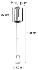 Staande buitenlamp zwart met smoke 100 cm IP44 - Charlois Modern E27 IP44 Buitenverlichting