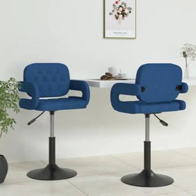 vidaXL Eetkamerstoelen draaibaar 2 st stof blauw