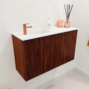 Mondiaz Joya 70cm toiletmeubel ruby met wastafel faye links 1 kraangat talc