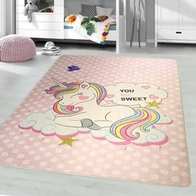 Kleden Roze Mani Textile  SWEET UNICORN Vloerkleed voor kinderen