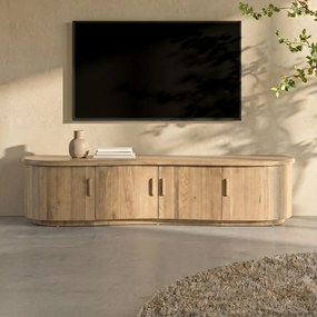 Eiken Tv-meubel Organische Vorm 180 Cm Naturel - 180x42x43cm.