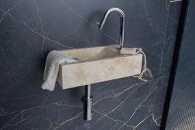 Saniclear White Travertin fonteinset met gebogen kraan in chroom
