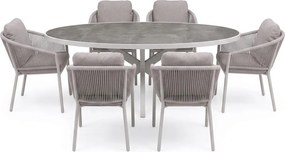 Ohio Joshua dining tuinset 241x116xH74 cm 7 delig latte keramiek