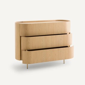 Ladekast in massief eikenhout en eikenfineer, 3 lades Aslen