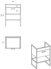 Comad Brooklin badkamermeubel 60cm met witte wastafel en kraangat eiken/zwart