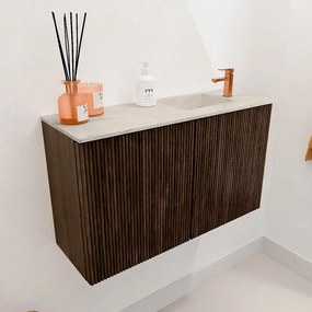 Mondiaz Joya DLux 70cm toiletmeubel walnut met wastafel faye rechts 1 kraangat ostra