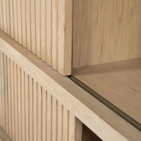 Eiken Dressoir Met Schuifdeuren Naturel - 180x42x90cm.