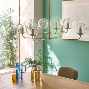 Hanglamp in messing en glas, Moricio