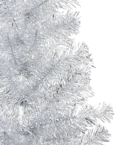 vidaXL Kunstkerstboom met LED's en kerstballen 210 cm PET zilverkleur