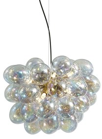 Art Deco hanglamp goud met regenboog glas 50cm 8-lichts - Uvas Art Deco G9 bol / globe / rond Binnenverlichting Lamp