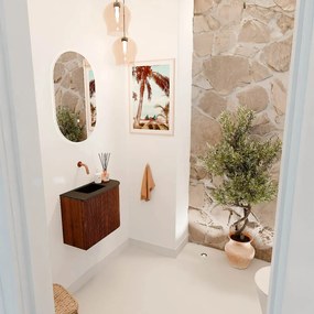 Mondiaz Joya 50cm toiletmeubel ronding rechts ruby met wastafel faye links zonder kraangat urban