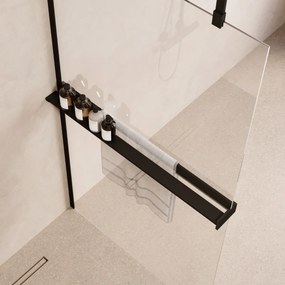 Saniclear Pure handdoekhouder voor glaswand 120cm zwart mat