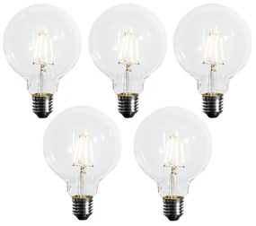 Set van 5 E27 3-staps dimbaar LED lamp G95 4W 450 lm 2700K