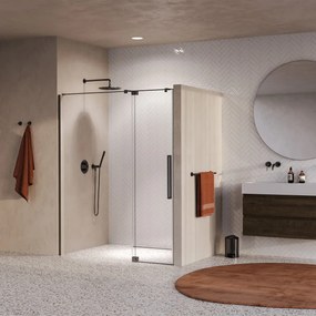 Brauer Stellar nisdeur met vaste wand 140cm gunmetal geborsteld PVD