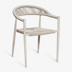 Stapelbare Tuinstoel Met Armleuningen In Aluminium En Synthetisch Rotan Amatria Tapioca Beige - Sklum