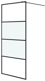 vidaXL Inloopdouchewand 90x195 cm halfmat ESG-glas zwart
