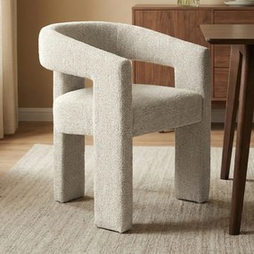 Design Eetkamerstoel Creme Volledig Stof