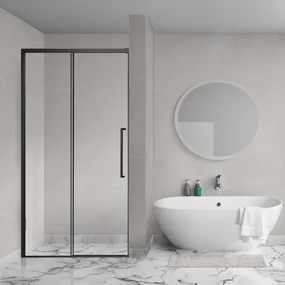 Aqua Vista Lokla Linea nisdeur - 120x200cm - incl. montageset - zwart mat R-BE-LC120-SCX