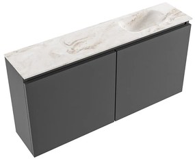 Mondiaz Ture DLux toiletmeubel 100cm dark grey met wastafel frappe rechts met kraangat