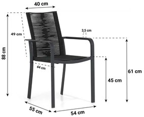 Tuinset 4 personen 90 cm Rope Grijs Santika Furniture Santika