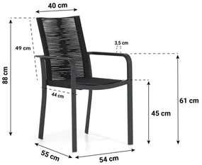 Tuinset 6 personen 240 cm Rope Grijs Garden Collections Santika
