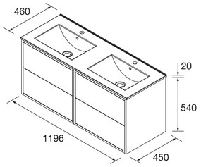 Muebles Ideal badmeubel 120cm met wastafel zwart mat