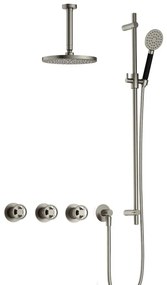 Hotbath Cobber IBSW70 Regendoucheset inbouw - 15cm plafondarm - 20cm ronde hoofddouche - 3 standen handdouche - glijstang - Geborsteld nikkel IBSW70GN127
