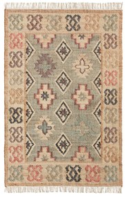 Kilim vloerkleed in jute en katoen met used effect, Kaliny