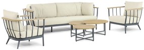 Stoel en Bank Loungeset 5 personen Aluminium/Teak Grijs Apple Bee Condor