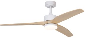 Plafondventilator met lamp wit met hout print 132cm incl. LED dimbaar met afstandsbediening - Joly Modern rond Binnenverlichting Lamp