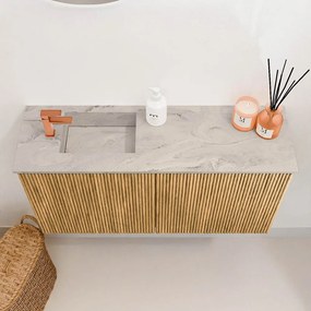 Mondiaz Joya DLux 80cm toiletmeubel oak met wastafel faye links 1 kraangat glace