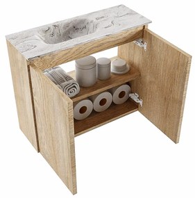 Mondiaz Ture DLux toiletmeubel 60cm washed oak met wastafel glace links met kraangat