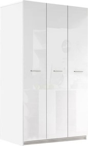 Kledingkast Campus, Glanzend wit, Wit, 198x120x55cm, 106 kg, Kledingkast deuren: Met scharnieren, Aantal planken: 6, Aantal planken: 6