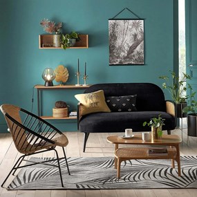 Wandplank in eikenhout, fineer en riet, Waska