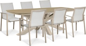 Tuinset 6 personen 220 cm Aluminium Zand/Beige Lifestyle Garden Furniture Timo/Camila