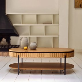 Kave Home Licia Salontafel Met Lade Massief Acacia Hout - 65 X 130cm.