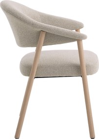 GARDA beige mélange (stof Lake 120) / gebleekt eiken geolied - GESTOFFEERDE STOEL VOOR WOONKAMER/EETKAMER