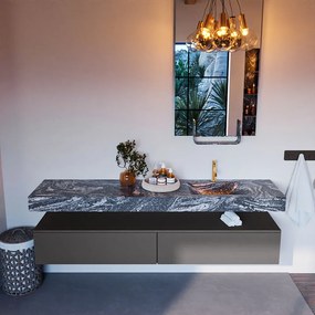 Mondiaz Alan DLux badmeubel 200cm dark grey 2 lades met wastafel lava rechts 1 kraangat