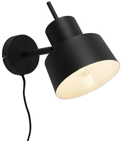 Retro wandlamp zwart draai- en kantelbaar - Chappie Retro E27 rond Binnenverlichting Lamp
